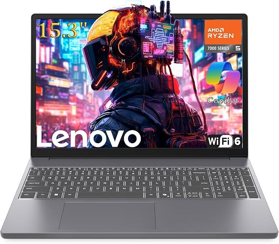 Lenovo 15 Gaming Laptop, AMD Ryzen 5 7535HS, 8GB DDR5, 256GB PCIe SSD