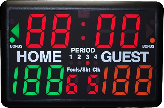 Multi-Sport Indoor Tabletop Scoreboard & Timer Black, 24"L x 10"W x 16"H