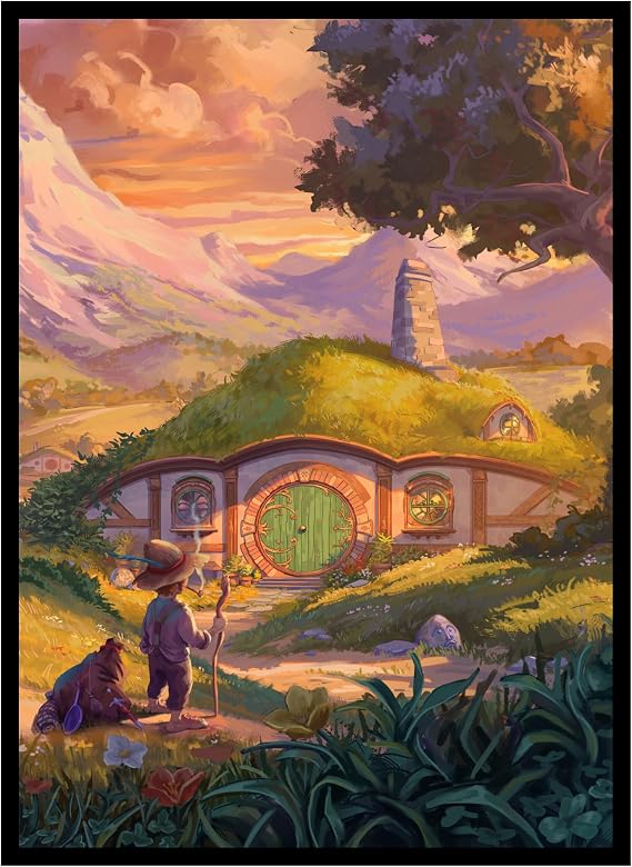 (Halfling Tranquility V1) 100% Hand-Drawn 100ct Textured Matte TCG/MTG Card Art Sleeves by Realm Guard