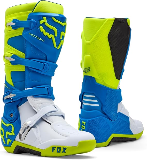 Fox Racing Men's Motion Motocross Dirt Bike Boots, Blue/Yellow, 13