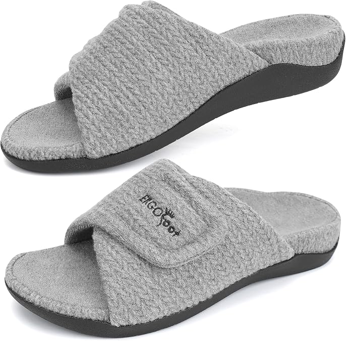 Orthopedic Women Slippers with Arch Support, Adjustable Strap, Non-slip