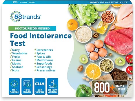 5Strands Food Intolerance Test 640 Items Tested Food Sensitivity at Home Test Kit Accurate Hair Analysis Health Results in 5-7 Days Gluten Soy Dairy Protein