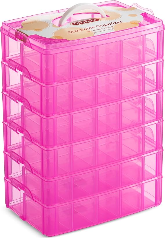 LifeSmart Stackable Bead Storage Organizer Box | DIY Art Craft Case Storage with Adjustable Compartments | Small Plastic Containers with Dividers for Toys, Jewelry, Fishing Tackles and Sewing Supplies