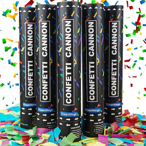 Biodegradable Confetti Cannon Party Poppers 5 Pack for Celebration New Year