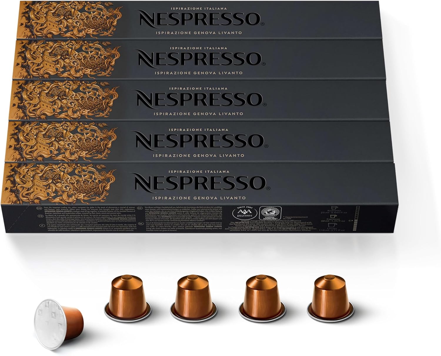 Nespresso Capsules Espresso Livanto, Lot de 5, 50 Capsules