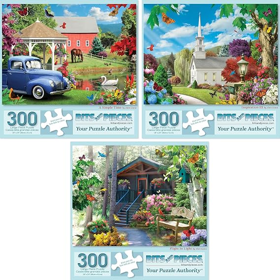 Bits and Pieces Set of 3 Jigsaw Puzzles 300 Pieces - Rustic America