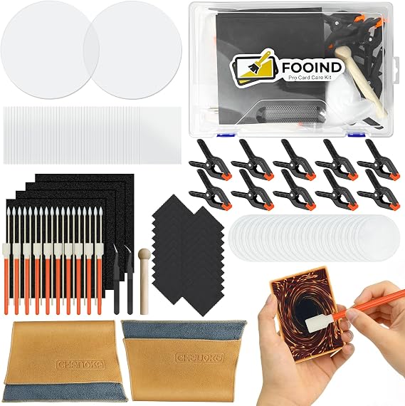 fooind 312 Pcs Trading Card Cleaning Kit, Card Grading Flattening Kit for Collectors Collectible, Cards Restoration Repair Fix Kits Bent Flatten Lifted Edges Accessories (312)