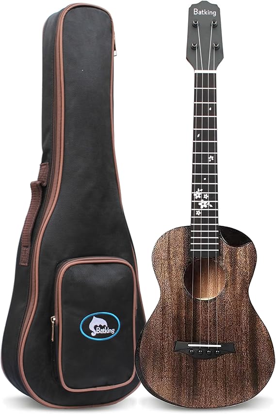 Batking Tenor Ukulele 26 inch Ukelele Solid Mahognay Hawaiian Uke with Beginner Bundle Kit Include Gig Bag (Brown, Graphtech Machine Head)