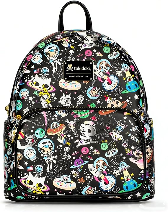 tokidoki Unicorno PU Mini Backpack Purse Shoulder Daypack for Women | Officially licensed, 10.63x8.66x5.12in, Adjustable shoulder strap, Work, shopping, travel. Black