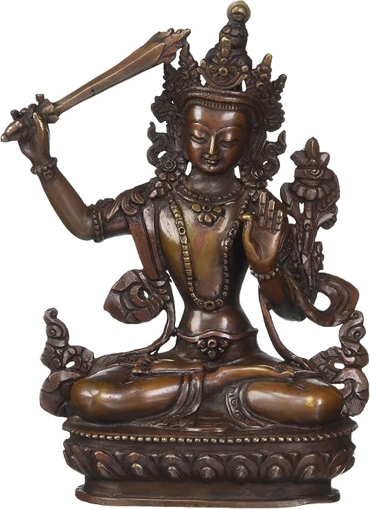 Authentic 6 Manjushri Statue The Bodhisattva of keen Awareness in Buddhism .Handmade in Nepal - Tibetan Buddha Statue - Peace Harmony Buddhism Statue - Antique Style