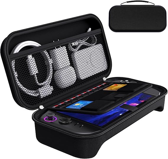 ivoler Carrying Case Compatible with Lenovo Legion Go Gen 2 Case Cover - Strong and Durable, Messenger Bag Soft Lining Pouch 7 Games for Console & Accessories - Black