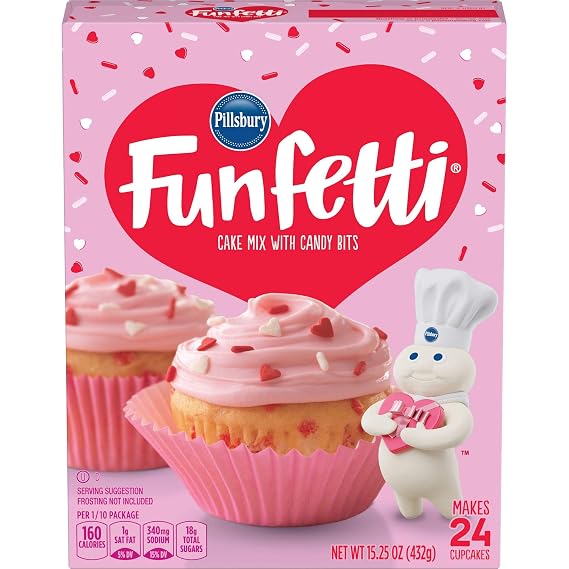Valentine's Funfetti Cake Mix plus Funfetti Vanilla Frosting Bundle