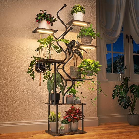 Bstrip 63 Inch Plant Stand with Grow Light, 7-Tier Indoor Plant Shelf