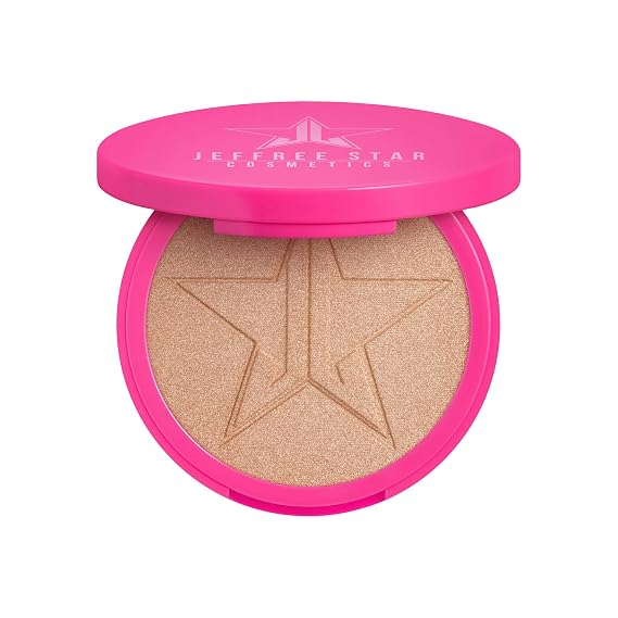 Jeffree Star Cosmetics Skin Frost Highlighter, Powder, Luminous Shimmer Finish, Siberian Gold, 5 Shades, 0.56 oz Compact