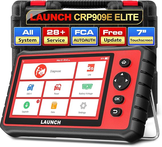 LAUNCH CRP909E OBD2 Scanner, 2025 New Full System Car Scanner with 28+Reset Functions, Oil,TPMS,SAS,DPF,ABS Bleeding,Throttle,2 Yrs Free Update