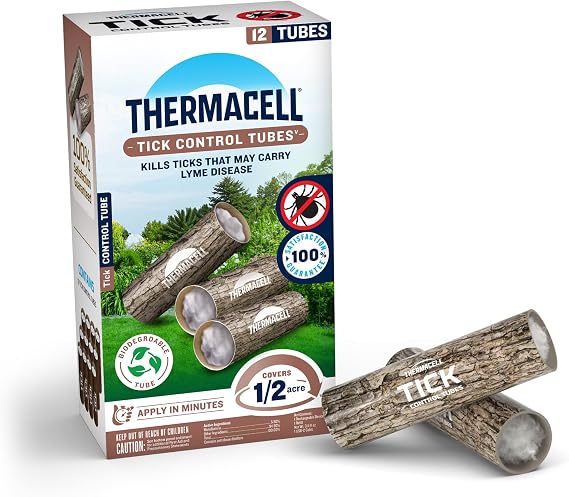 Thermacell Tick Control Tubes 12 Pk, Kill Ticks that May Carry Lyme Disease | No Spray, Granules or Mess; Easy to Use; Apply 2x a Year to Yard, Garden, Wooded Areas; Won't Harm Kids, Pets or Environment