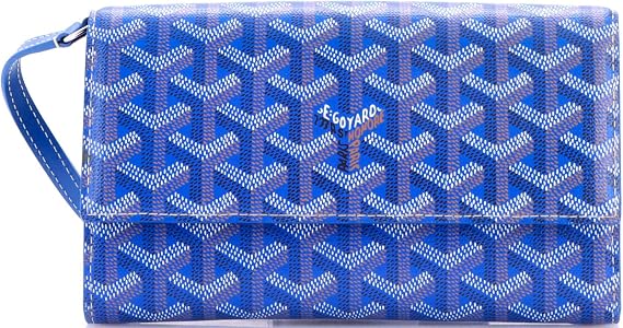 Pre-Loved Varenne Continental Wallet with Strap Coated Canvas, Blue