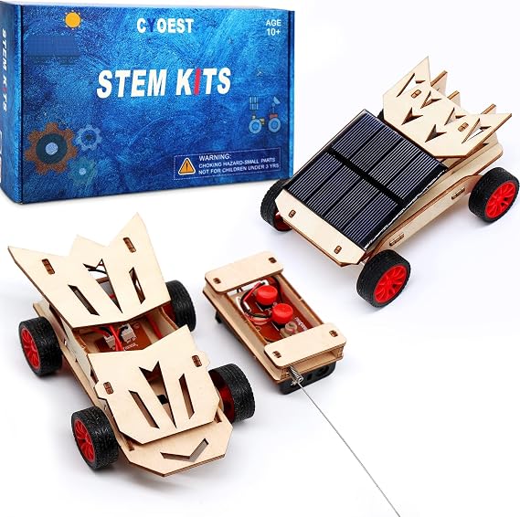 STEM Toys Science Kits for Kids, 2 Set DIY Remote Control Car & Solar Car