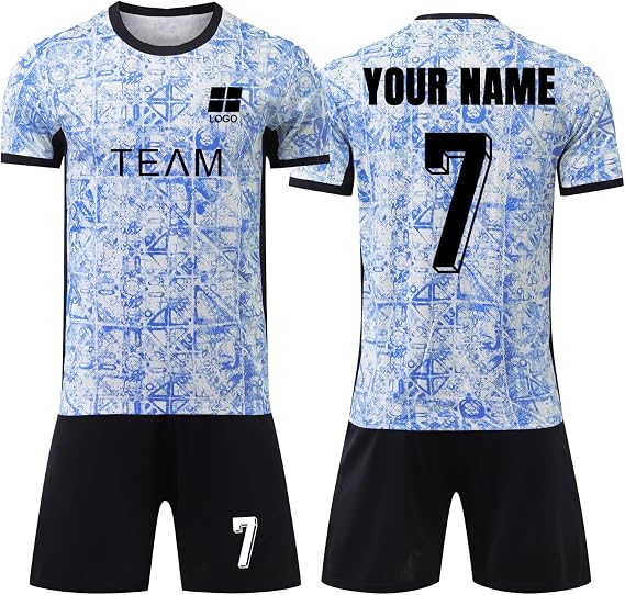 Generic Football Kits for Kids and Adults, 24/25 Home/Away Jerseys, Personalized Shirts with Name Number Logo, Shorts Set for Boys