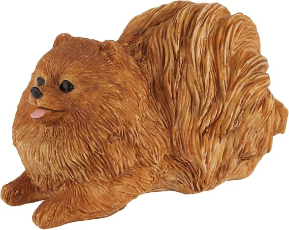 Sandicast Orange Pomeranian Sculpture, Crouching, Small Size (SS12003)