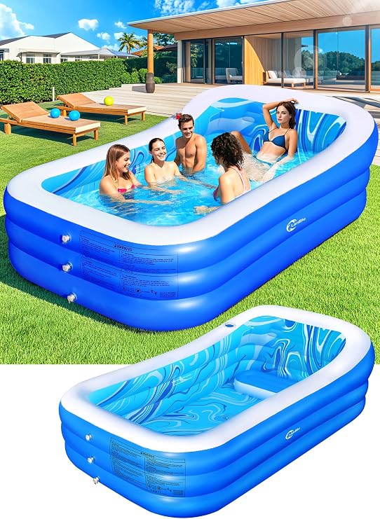 Inflatable Pool with Big Backrest and Seat Swimming Pool 98x63x21.6