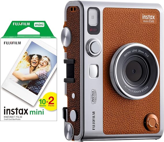 Instax Mini Evo Kahverengi Fotoğraf Makinesi ve 20'li Film