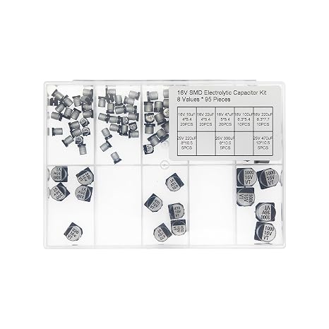 8 Values Total 95 Pieces 16V SMD Electrolytic Capacitor Kit 10uF 22uF 47uF 100uF 220uF 330uF 470uF 1000uF