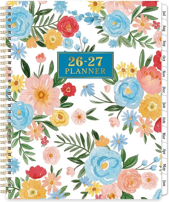 Planner 2026-2027 - 2026-2027 Planner Weekly and Monthly, July 2026 - June 2027, 9" x 11", Academic Planner 2026-2027, Calendar Planner, Printed Tabs, Holidays, Twin-wire Binding