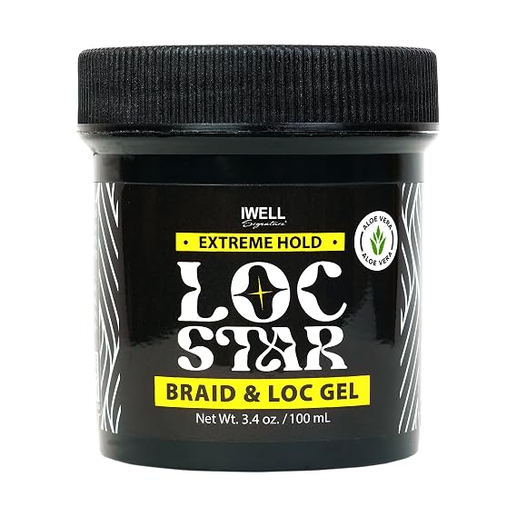 Loc Star Braid & Loc Gel, 3.4 fl oz | Extreme Hold for Braids, Locs, Twists, Cornrows & Edges | Smooths & Tames Frizz | No Heavy Residue | Long-Lasting | With Aloe Vera
