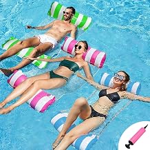 3 Pack Pool Float Water Hammock,Inflatable Swimming Pool Float Hammock for Adults, 4-in-1Multi-Purpose Water Floating Chair Bed Raft Recliner Float Lounger Float Hammock with Infloator Pump