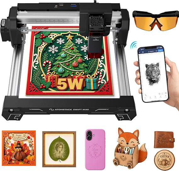 ATOMSTACK 5W Black Laser Engraver,Portable Mini Engraver for Beginners