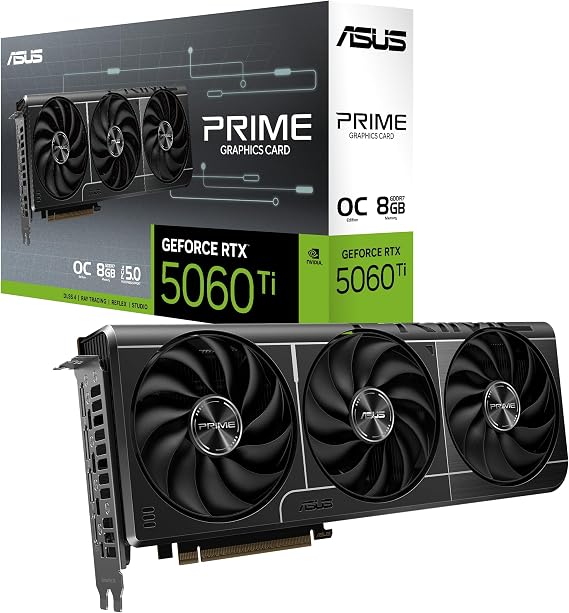 ASUS Prime RTX5060TI O8G Nvidia Geforce RTX 5060 TI-8G-8GB GDDR7 128bit OC HDMI 3xDP-DLSS4 Graphics Card