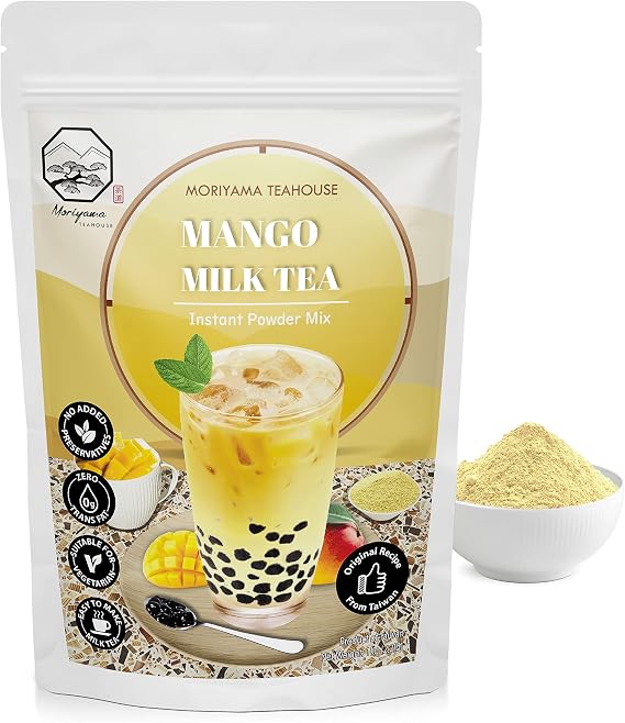 Mango Bubble Milk Tea Instant 3in1 Powder Mix - 1kg (33 Drinks) | For Boba Tea, Milkshake, Blended Frappe and Bakery | Authentic Taiwan Recipe | Zero Trans Fat, No Preservatives | By Moriyama Teahouse