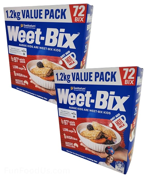 NEW! Weet-Bix 97% Whole Grain (PACK OF 2 x 1.2 Kg VALUE PACK - 72 BIX) By Sanitarium Australia, Morning-Goodness