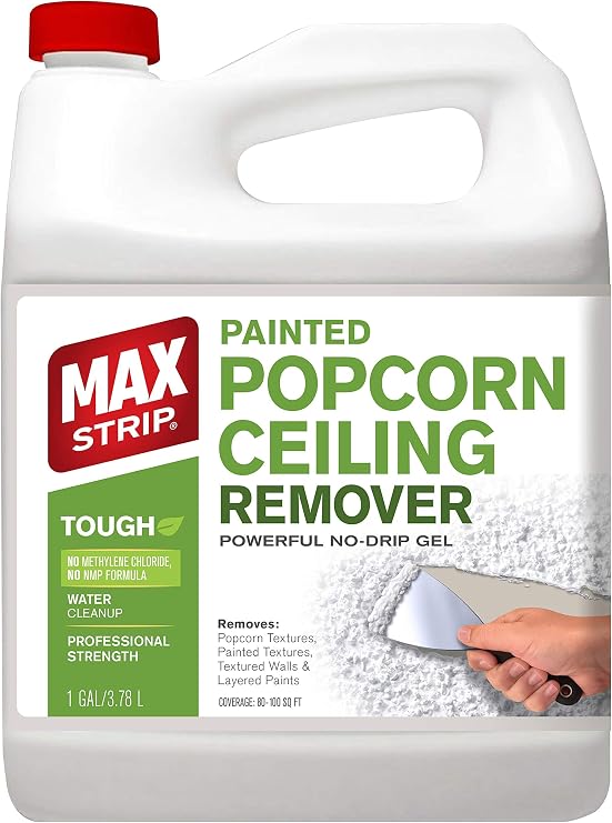 Max Strip Professional Strength Painted Popcorn Ceiling Remover - 1 Gallon - No Methylene Chloride No NMP Powerful No Drip Gel Formula