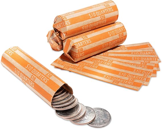 1000 Flat Coin Wrappers, Quarters Coin Holder, Convenient Quarter Storage Coin Wrapper - 1000 Pack