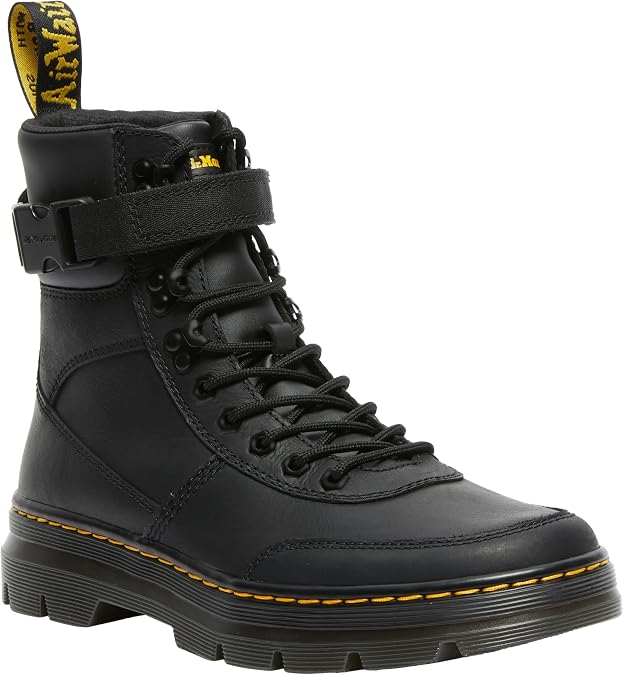 Dr. Martens Unisex Combs Tech Leather Fashion Boot, Black Wyoming+PU, 11 US Women, Black Wyoming + PU
