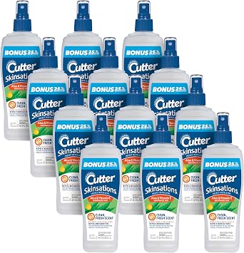 Cutter Skinsations Insect Repellent (12 Pack), Repels Mosquitos, Ticks, Gnats, Fleas, 7% DEET, 6 fl Ounce (Pump Spray)