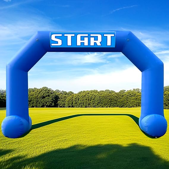 OZIS 20Ft Start Finish Line Inflatable Arch with Built-in Blower, Hexagon Inflatable Archway for Outdoor Impactful Race Advertising Commerce School Sport (Blue)