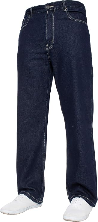 Mens Straight Leg Jeans Basic Heavy Duty Work Denim Trousers Pants All Waist Big Sizes in 4 Colours