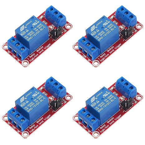 4pcs Relay Module DC 12V Relay Board 1 Channel with Optocoupler Isolation Support High or Low Level Trigger