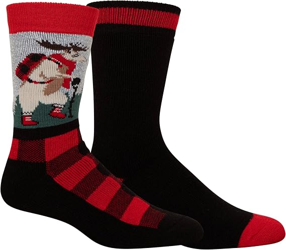 Columbia Moose Crossing Medium Weight Thermal Socks 2 Pair, Black, One Size