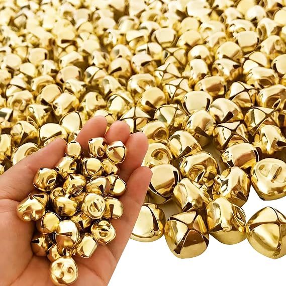 Jingle Bells, 300 Pieces 1/2 Inch Craft Bells, DIY Craft Bells for Wreath, Holiday Home Decoration (Gold)