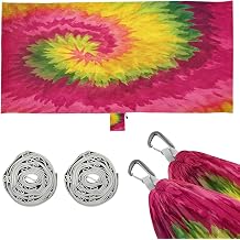 Camping Hammock Tie Dye Art Colorful Red Single Portable Hammocks 500 lb Upgraded Thickened with Tree Straps and Attached Carry Bag,Perfect for Outdoor,Indoor,Beach,Camping,Travel