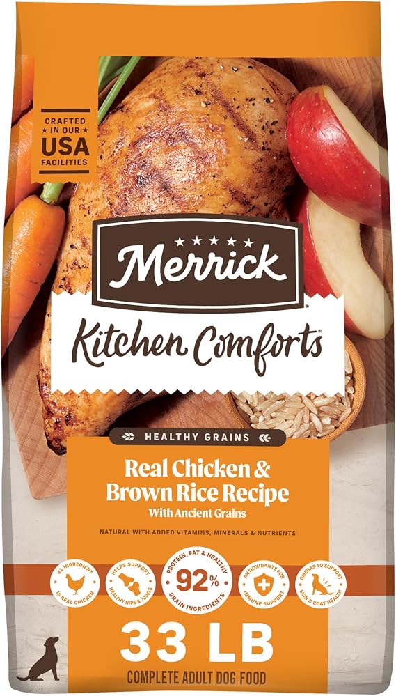 Merrick Healthy Grains Dry Dog Food, Chicken and Brown Rice, 33 lb Bag