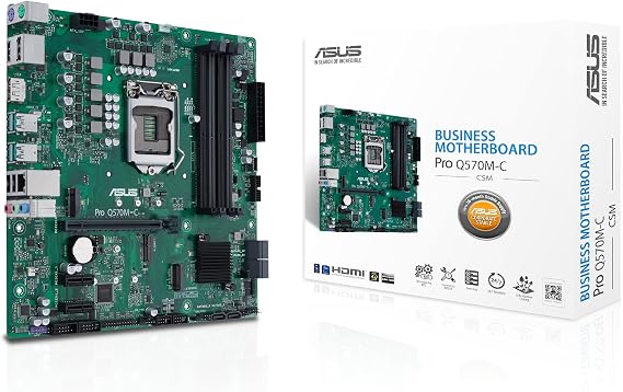 ASUS Pro Q570M-C/CSM LGA1200 (Intel 10th&11th Gen) mATX Commercial Motherboard (PCIe 4.0,1 LAN,Front Panel USB 3.2 Type-C, Intel vPro,2X DP,TPM 2.0 IC,COM debug Header,self-Recovering BIOS,ACCE)