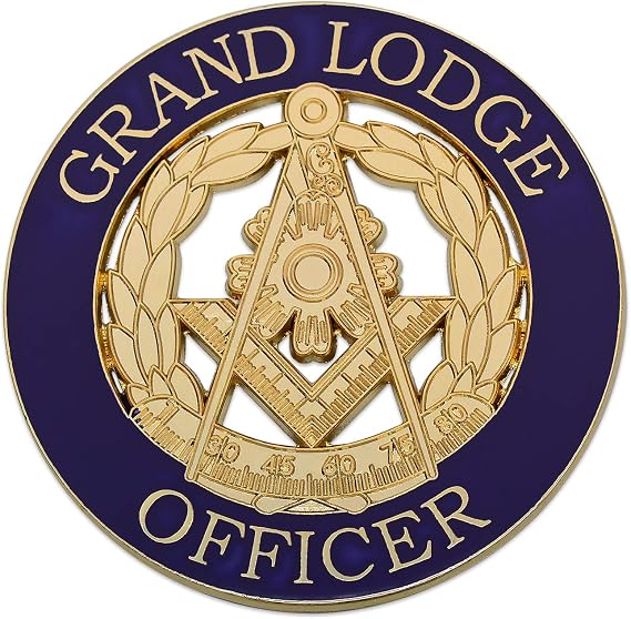 Grand Lodge Officer Round Masonic Auto Emblem - [Purple & Gold][3'' Diameter]
