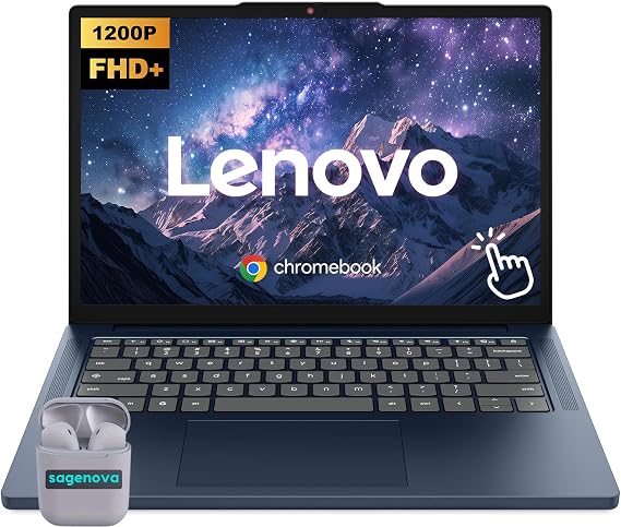 Lenovo IdeaPad Slim 3 Chromebook, 14" WUXGA Touchscreen Laptop, 4GB RAM, 576GB Storage (64GB eMMC+512GB SD Card), MediaTek Kompanio 540 Processor, Chrome OS, Cosmic Blue