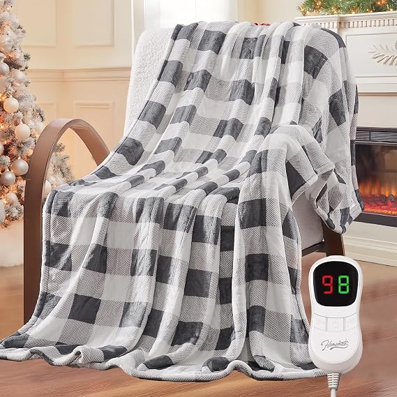 Homemate Electric Blanket Heated Throw - 50"x60" Flannel Heating Blanket