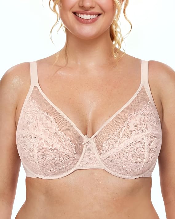 LetsJoli Minimizer Bras for Women Full Coverage Lace Underwire Plus Size
